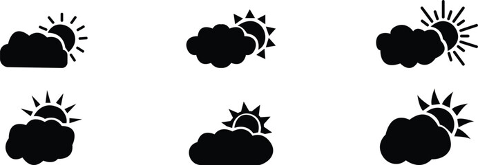 cloud and sun weather icon set pastel tone, Trendy fluffy bubbles clouds, wind symbol, Weather forecast, Clouds logo. Weather , clouds, sunny day, moon, snowflakes, sun day. dew, wind, snow cloud,