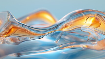 Abstract Glowing Liquid Waves With Iridescent Reflections and Smooth Surfaces
