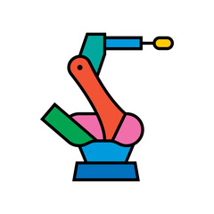 Robotic arm vector illustration. Industrial robot icon.