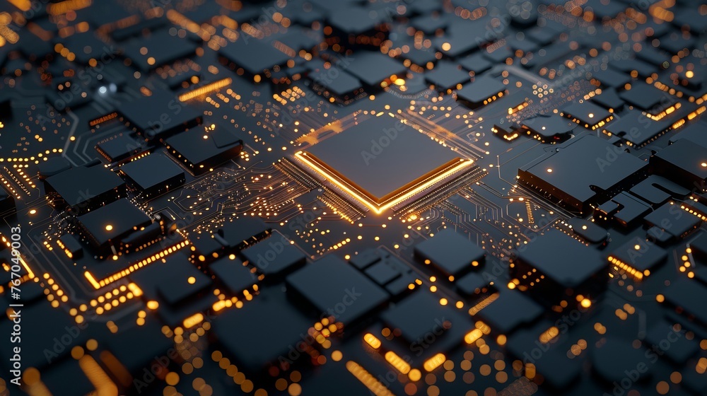 Poster illustration of ai circuit board representing central computer processors (cpu) concept, showcasing 