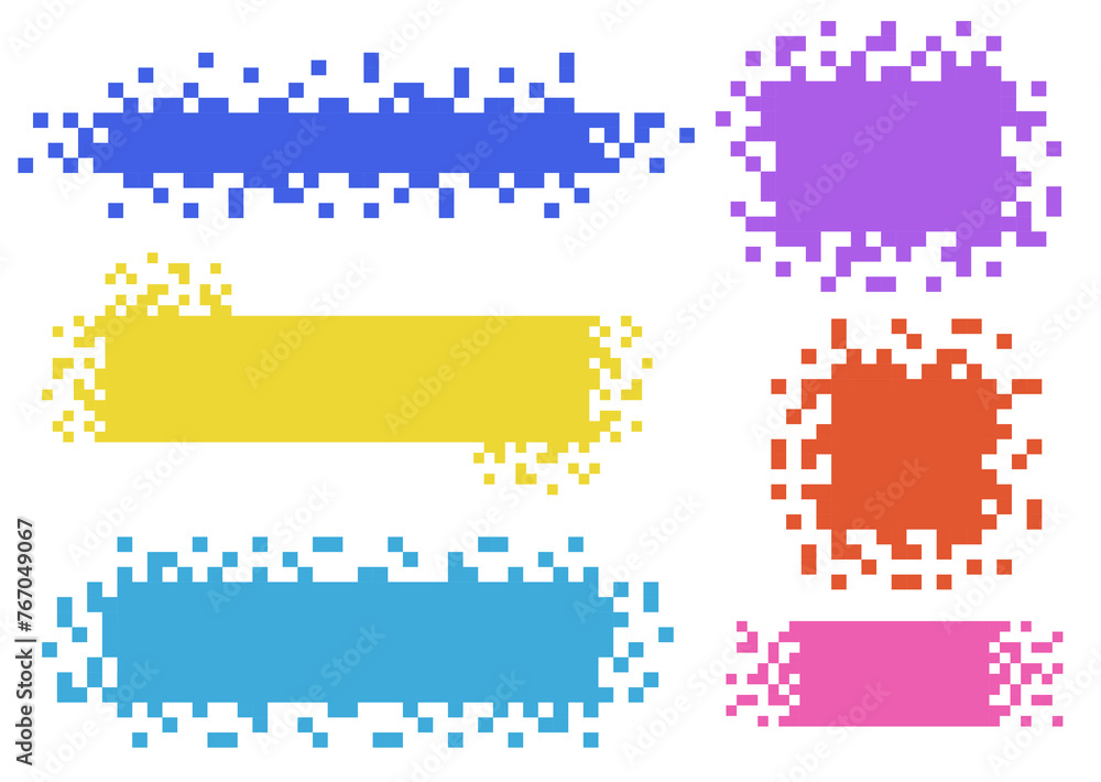 Fototapete set of abstract pixelated blank rectangle and square. multicolor geometric shape with broken pixel. 