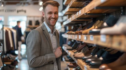 Deurstickers Customer is choosing shoes in the footwear store © Sandra