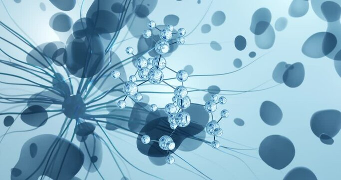 Octamethylcyclotetrasiloxane rotating molecular 3d structure ball-and-stick model, looped video d4 silicone