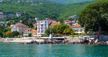Croatia, beautiful Adriatic coast, Opatija riviera on Kvarner, popular beach and scenic tourist...