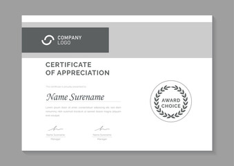 black and white minimalist certificate design template