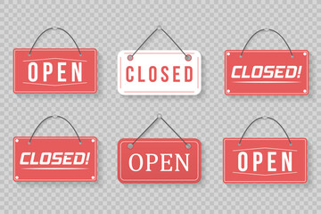 Clean color set of vector sign open