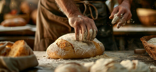 cclose-up of a baker baking bread,