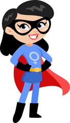 Super Hero Mom Cartoon Character. Vector Illustration Flat Design Isolated On Transparent Background