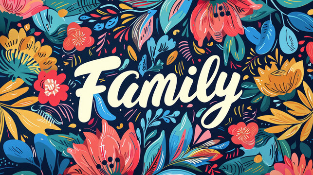 On a single-colored background, a man's creation showcases the word "Family" in bold font.