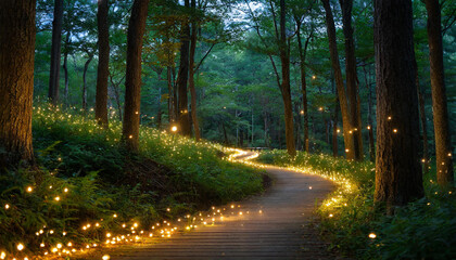Fototapeta premium Mystical Fireflies at Dusk