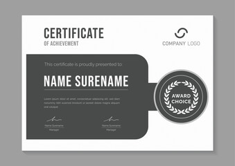 black and white minimalist certificate design template