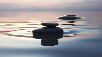 Fototapeta na wymiar Stones floating on water, tranquility, healthy lifestyle