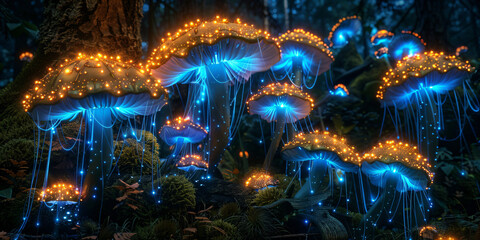 mushroom plants in a fantasy forest