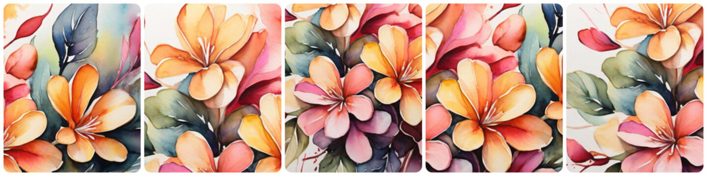 colourful background, flowers blossom design, header, collage