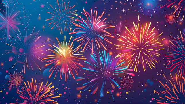 A phrase reading "The word Fireworks on a single colored background" is shown in the image, with vibrant colors and a white font.