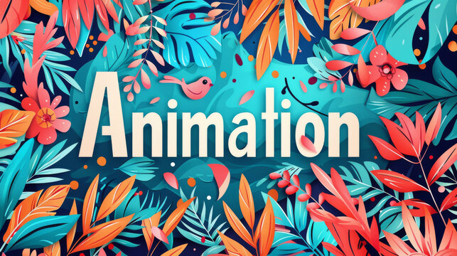 A person creates a colorful animation with a single word on a solid background in this digital artwork.