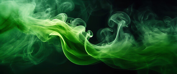 Abstrakcyjne zielone tło. Świecący dym - obrazy, fototapety, plakaty