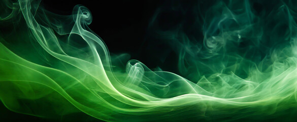 Abstrakcyjne zielone tło. Świecący dym - obrazy, fototapety, plakaty