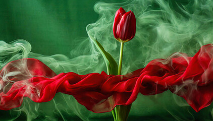 Tulipan czerwony kwiat abstrakcja.  - obrazy, fototapety, plakaty