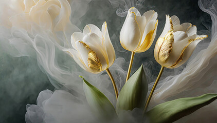 Abstrakcyjne kwiaty. Białe tulipany