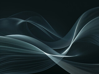 Abstract Dynamic Fluid Lines, Dark Background, Elegant Smooth Waves - obrazy, fototapety, plakaty