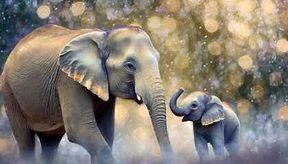 아기 코끼리와 엄마 코끼리