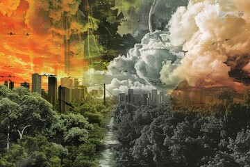 Climate Change Collage: A Visual Compilation. - obrazy, fototapety, plakaty