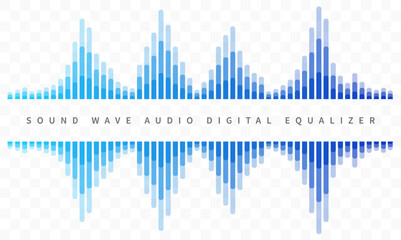 Sound wave audio digital abstract equalizer in shades of blue color