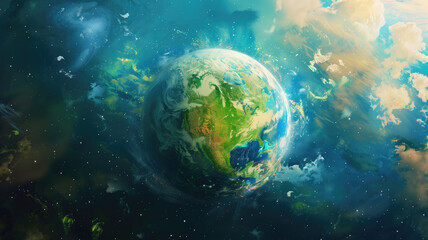 Obraz na płótnie Canvas Artistic image of mother earth. World environment and mother earth day concept: Celebrating our planet's beauty and promoting environmental awareness Generative AI