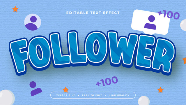 Blue white and purple violet follower 3d editable text effect - font style