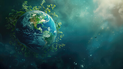Fototapeta na wymiar Artistic image of mother earth. World environment and mother earth day concept: Celebrating our planet's beauty and promoting environmental awareness Generative AI