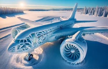 Cercles muraux Ancien avion A plane made entirely out of snow