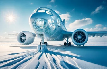 Cercles muraux Ancien avion A plane made entirely out of snow