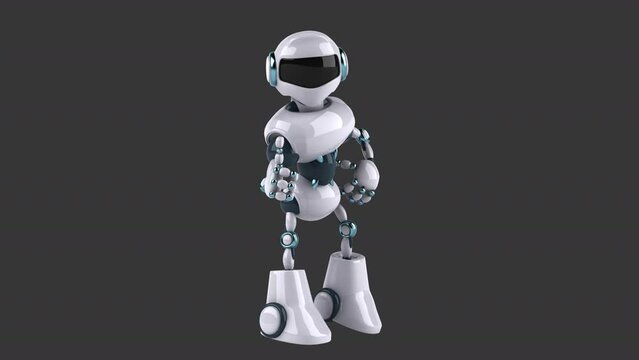Fun 3D cartoon robot with thumbs up and down (with alpha channel included)