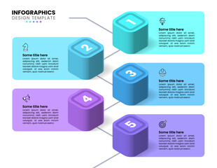 Infographic template. Isometric path with 5 options
