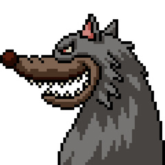 pixel art of wolf smile grin - 767056086