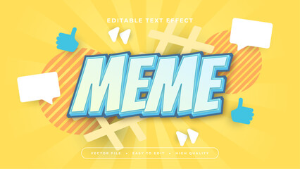 Blue white and yellow meme 3d editable text effect - font style