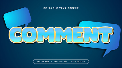 Blue and yellow comment 3d editable text effect - font style - obrazy, fototapety, plakaty