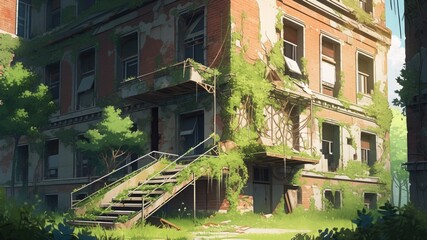 Fototapeta premium 夏草と廃墟_1