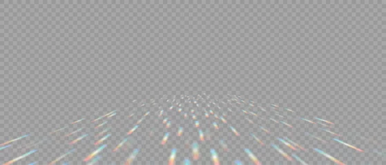 Foto op Canvas Rainbow Prism Light Effect. Crystal Flare Leak Shadow Overlay on transparent Backdrop. Optical rainbow lights, glare, leak, streak overlay. Vector colorful vector lenses and light flares. © David