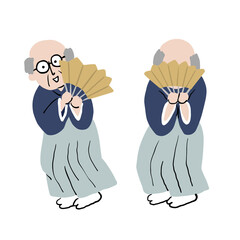 着物を着て扇子を持って日本舞踊をおどるおじいさん3