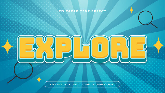 Blue and yellow explore 3d editable text effect - font style
