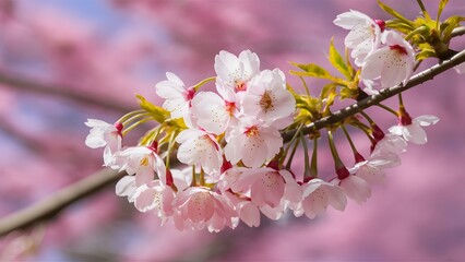 Obraz premium Background of cherry blossom tree in delicate pink bloom