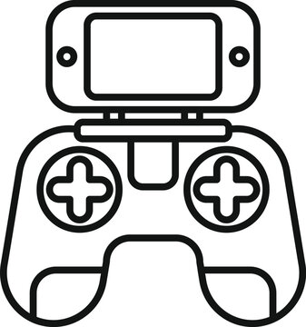 recommend clip art: Drone smart control icon outline vector. Smartphone joystick. Aerial videography