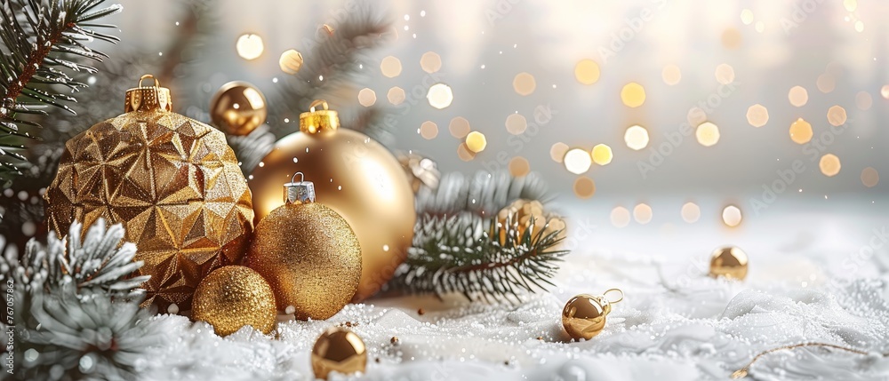 Poster the abstract happy 2024 new year greeting card includes a christmas ball on top of an abstract geome