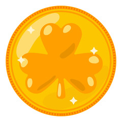 St. Patrick day chocolate gold coin vector cartoon illustration isolated on a white background.