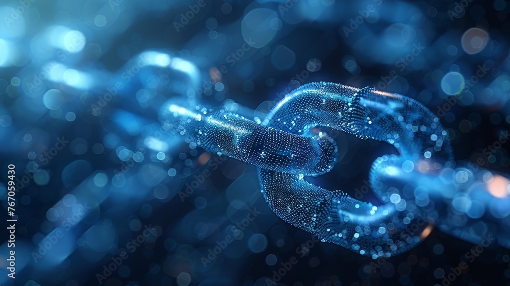 Poster Cryptocurrency development concept with futuristic polygonal style. Abstract modern illustration of block chain.
