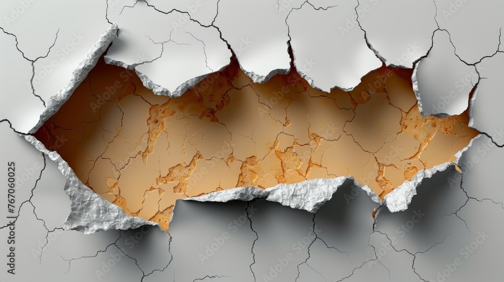 Poster The hole in the paper is a modern realistic ripped-out image with shadows, isolated on a transparent background