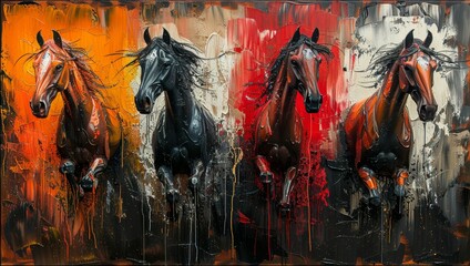 Featuring modern, abstract, metal elements, texture backgrounds, animals, horses, and other elements that relate to modern art