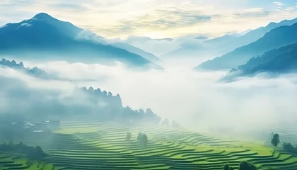 Fotobehang Rice fields in an eco farm on the mountain © terra.incognita
